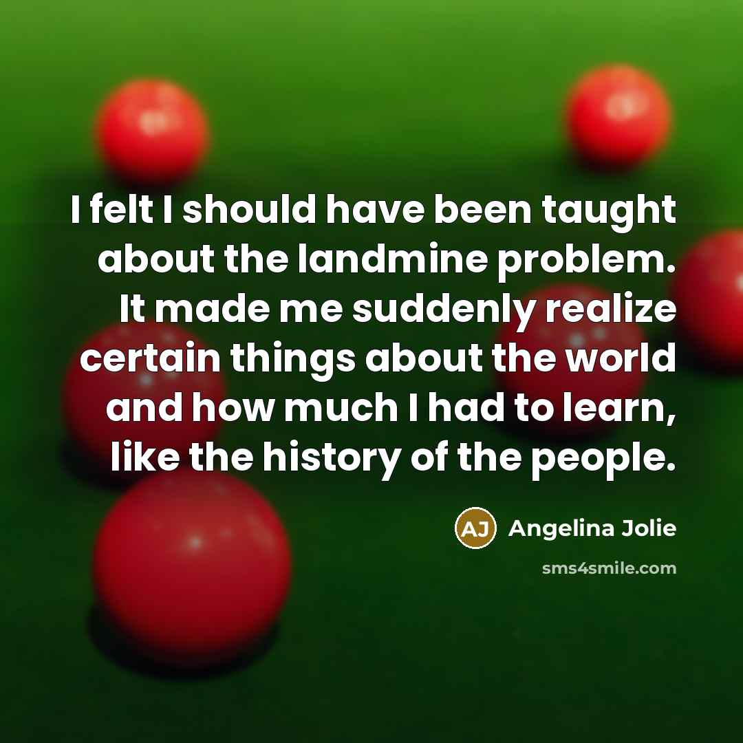 “I felt I should have been taught about the landmine…” quote by Angelina Jolie