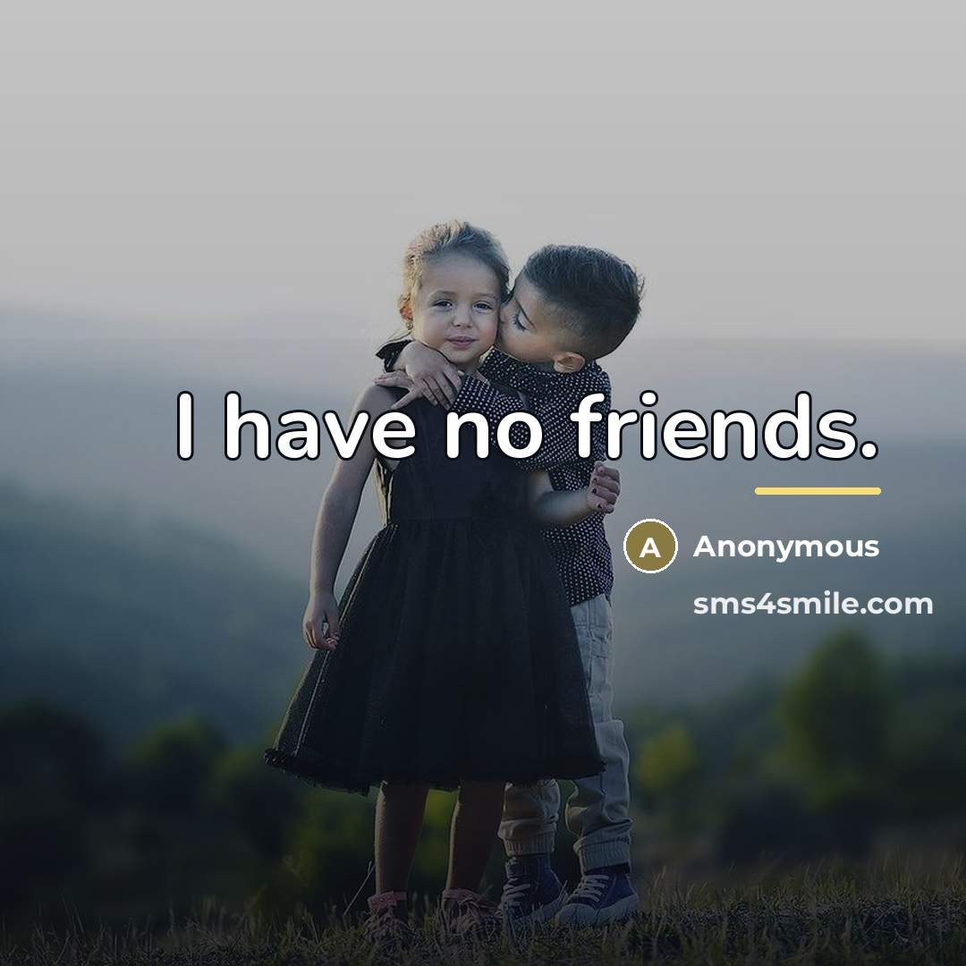 “I have no friends.…” quote by Anonymous