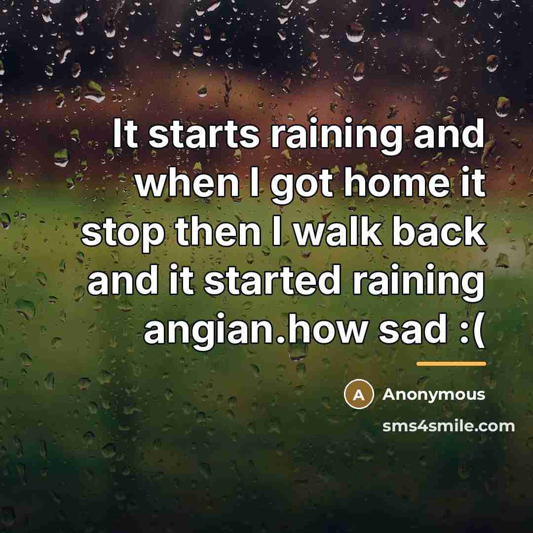 “It starts raining and when I got home it stop…” quote by Anonymous
