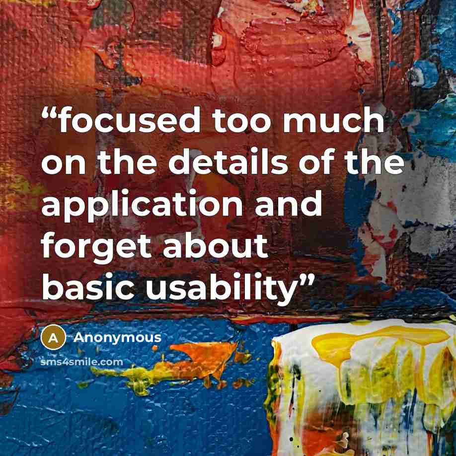 “focused too much on the details of the application and forget about basic usability” quote by Anonymous