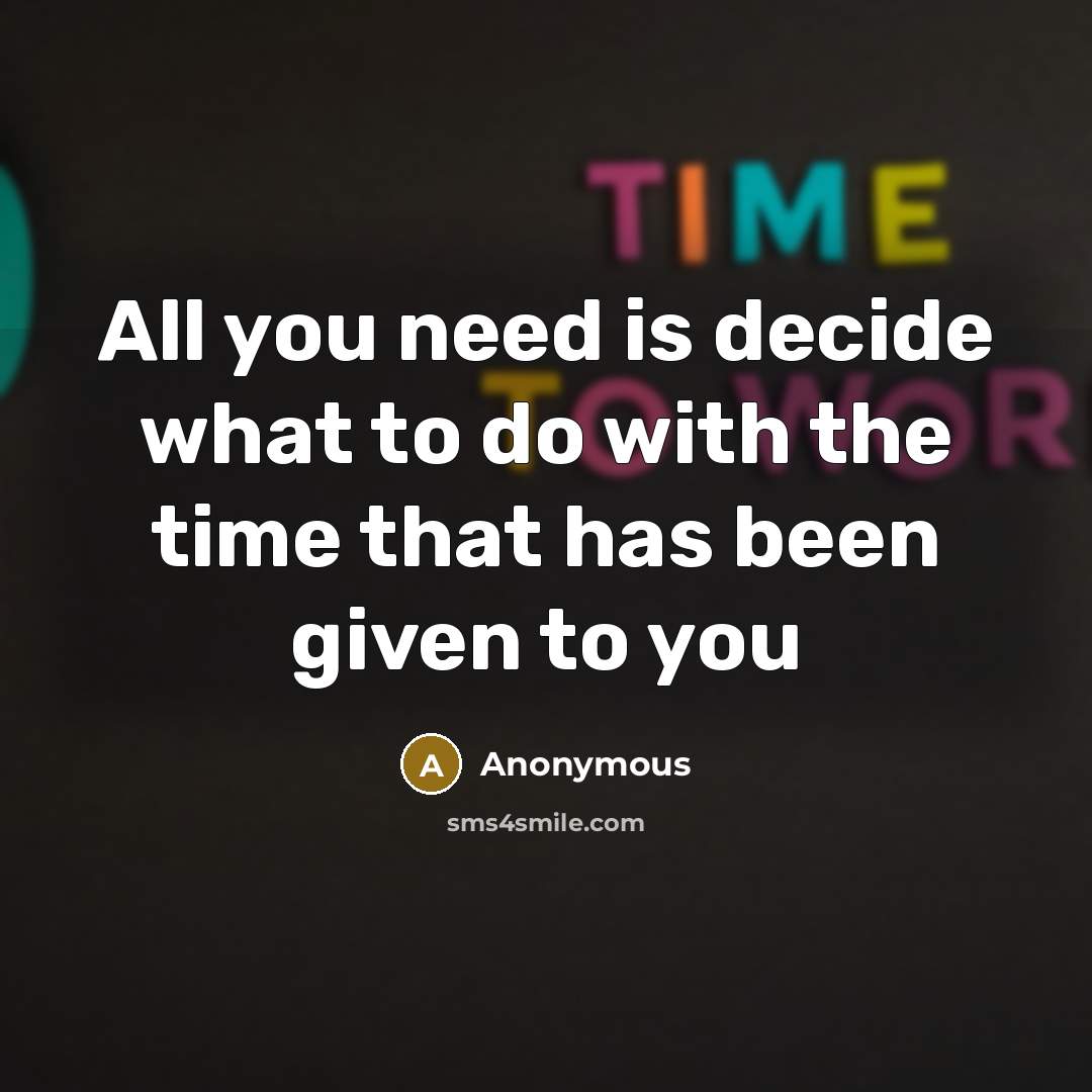 “All you need is decide what to do with the time that has been given to you” quote by Anonymous