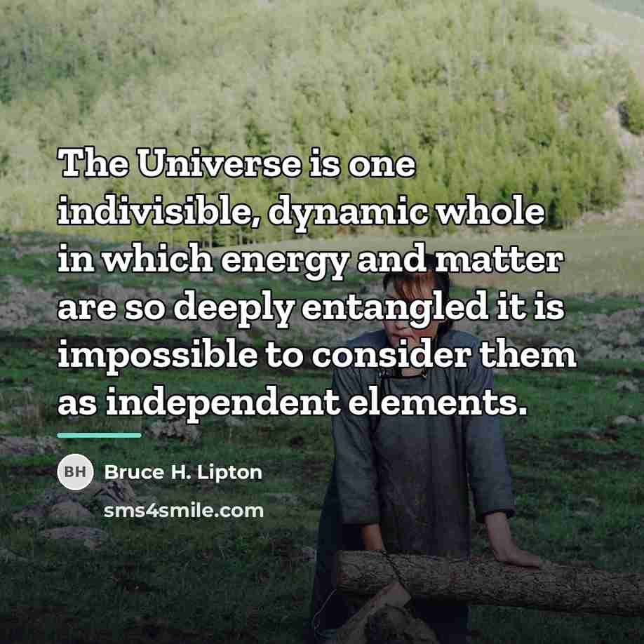 “The Universe is one indivisible, dynamic whole in which energy…” quote by Bruce H. Lipton