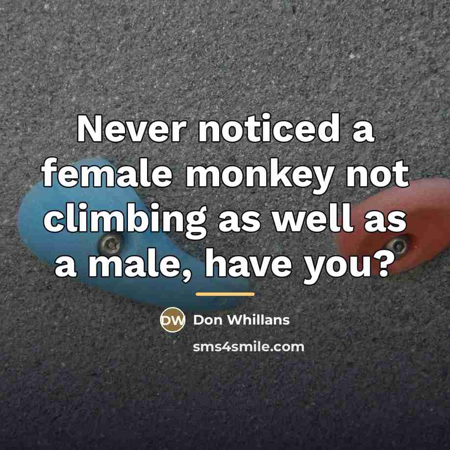 “Never noticed a female monkey not climbing as well as…” quote by Don Whillans