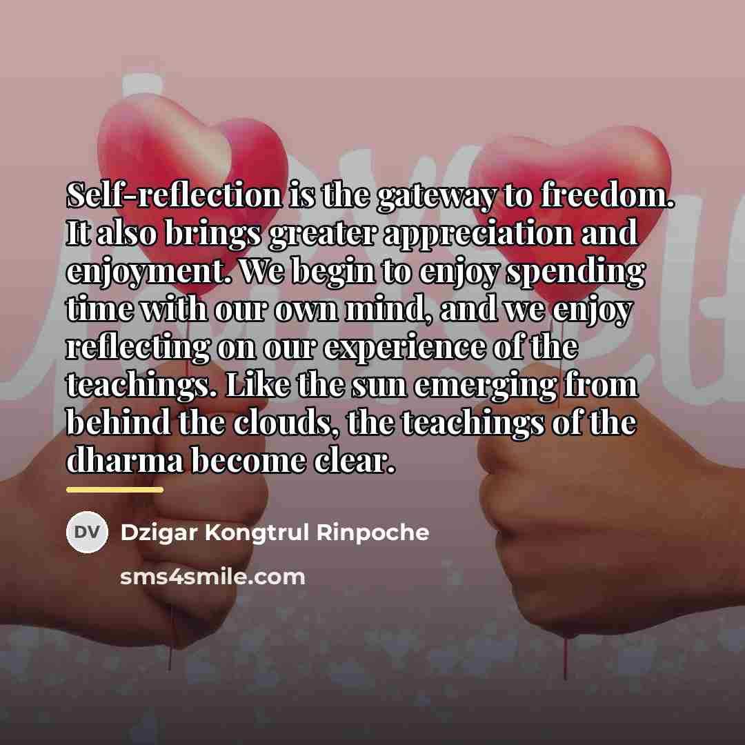 “Self-reflection is the gateway to freedom. It also brings greater…” quote by Dzigar Kongtrul Rinpoche