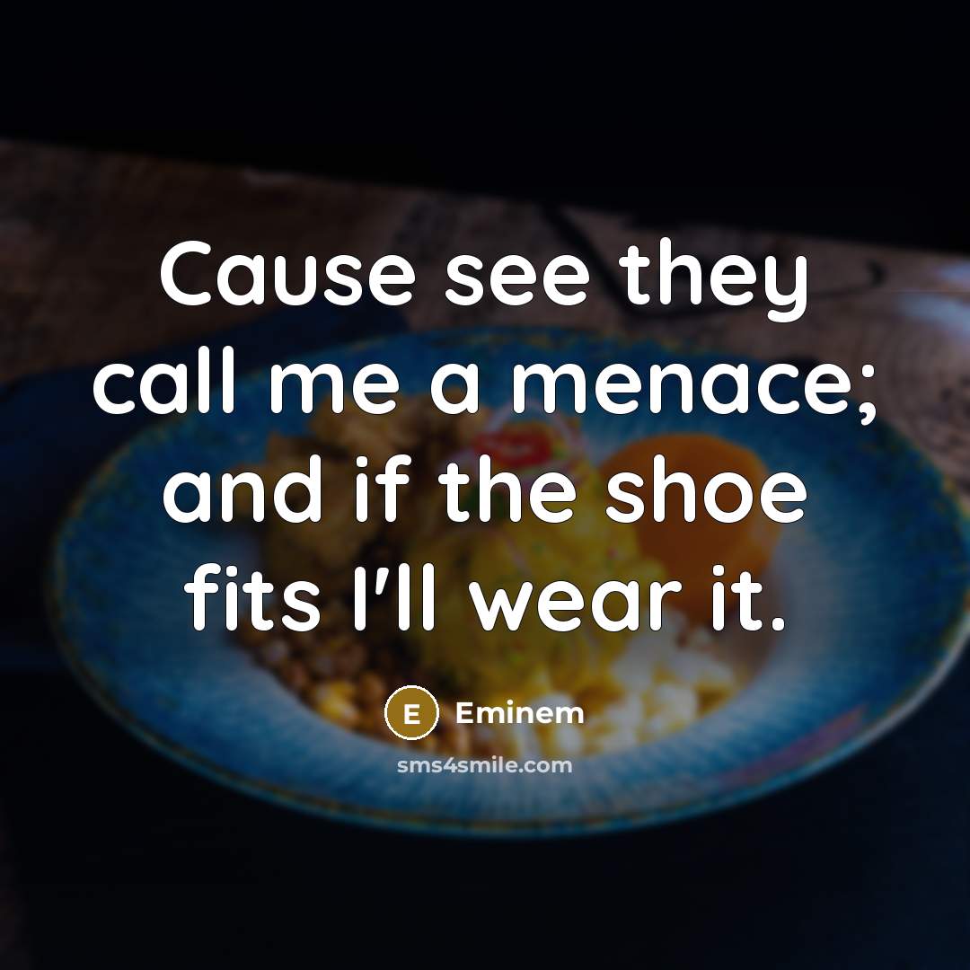 “Cause see they call me a menace; and if the…” quote by Eminem