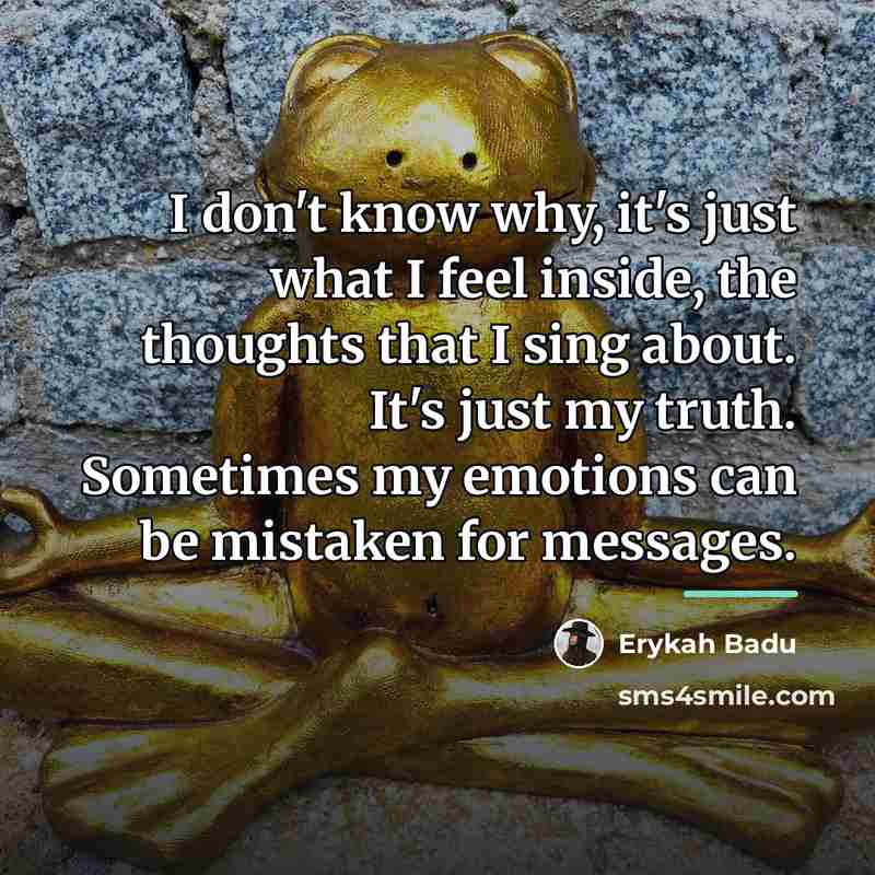 “I don't know why, it's just what I feel inside,…” quote by Erykah Badu