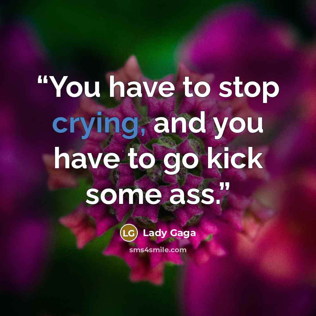 “You have to stop crying, and you have to go kick some ass.” quote by Lady Gaga