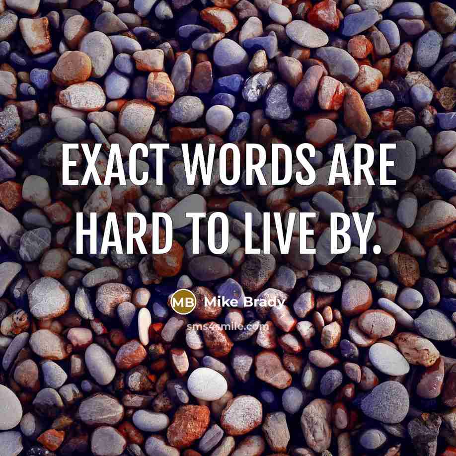 “Exact words are hard to live by.” quote by Mike Brady