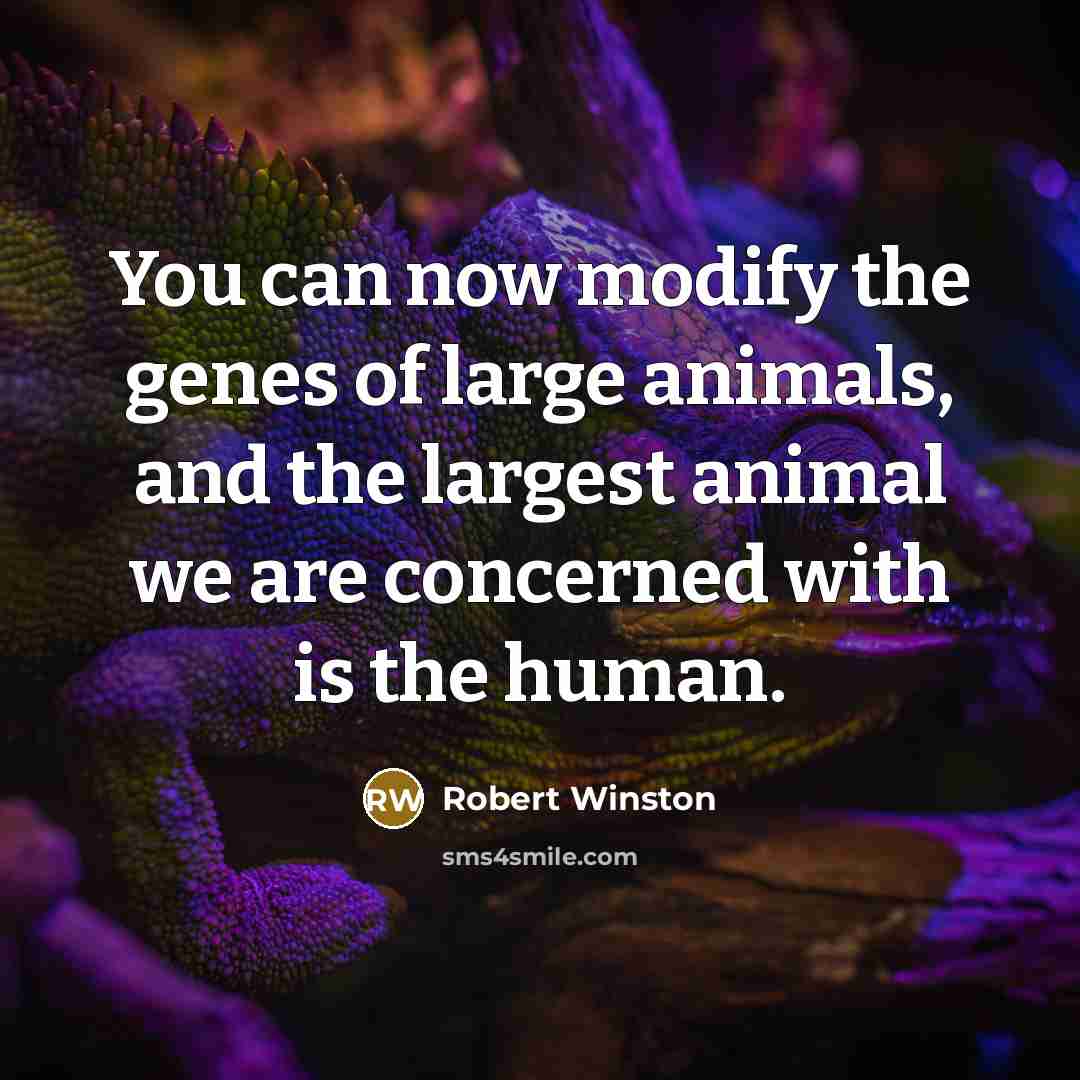 “You can now modify the genes of large animals, and…” quote by Robert Winston