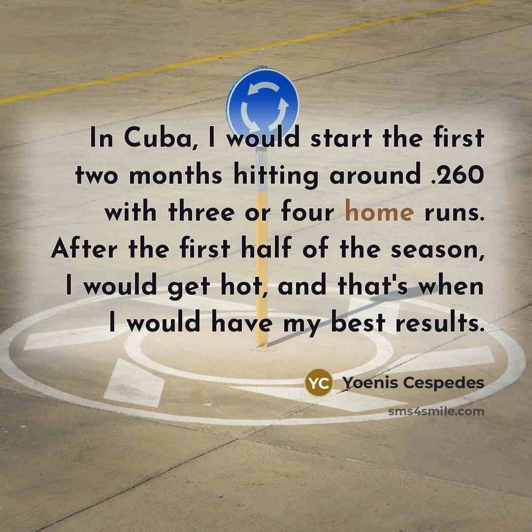 “In Cuba, I would start the first two months hitting…” quote by Yoenis Cespedes