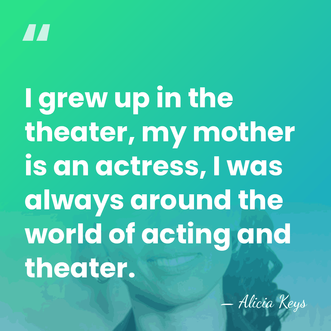 I grew up in the theater, my mother is an actress, I&hellip; - Alicia Keys