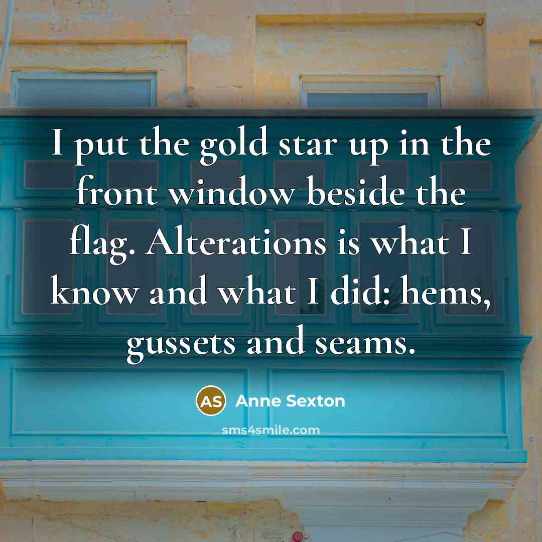 “I put the gold star up in the front window…” quote by Anne Sexton