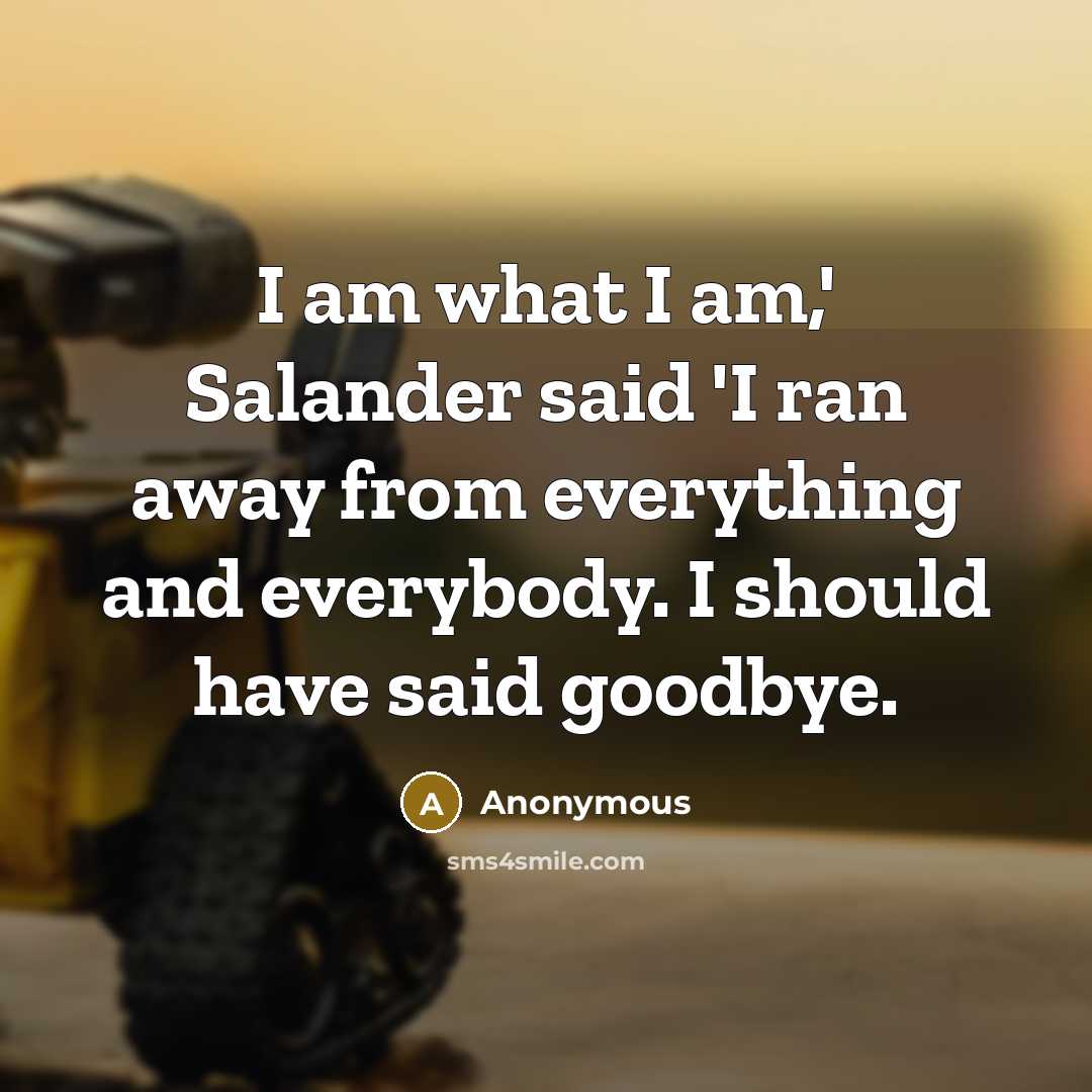 “I am what I am,' Salander said 'I ran away…” quote by Anonymous