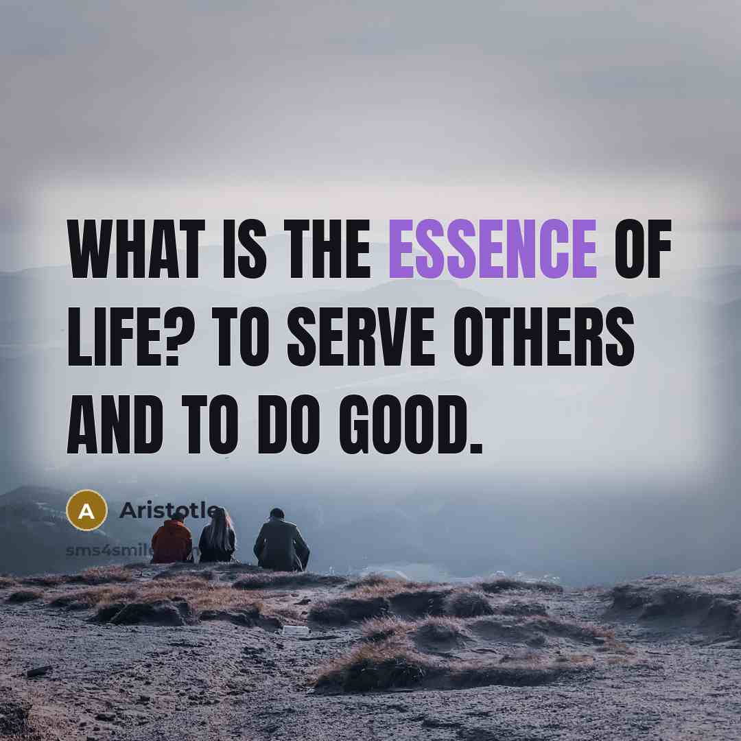 “What is the essence of life? To serve others and…” quote by Aristotle