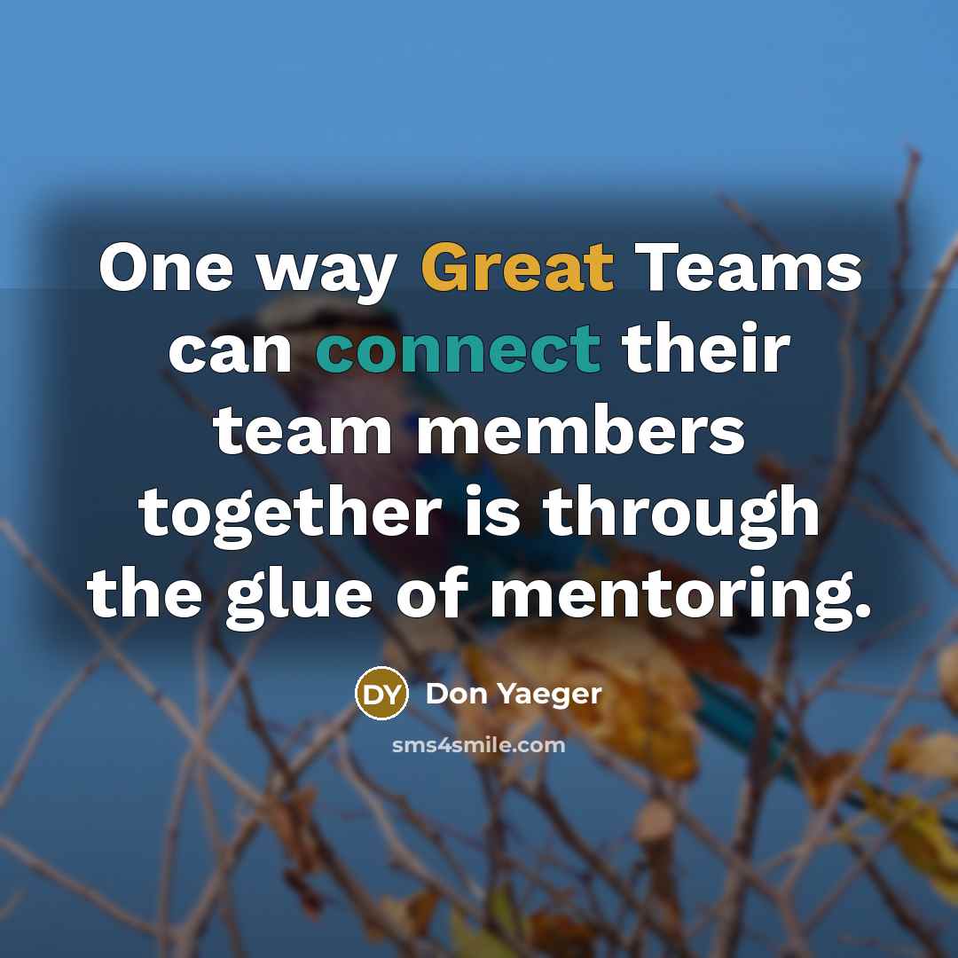 “One way Great Teams can connect their team members together is through the glue of mentoring.” quote by Don Yaeger