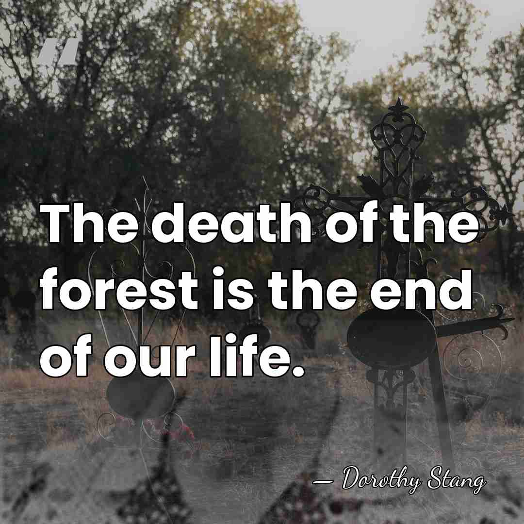 The death of the forest is the end of our life. - Dorothy Stang
