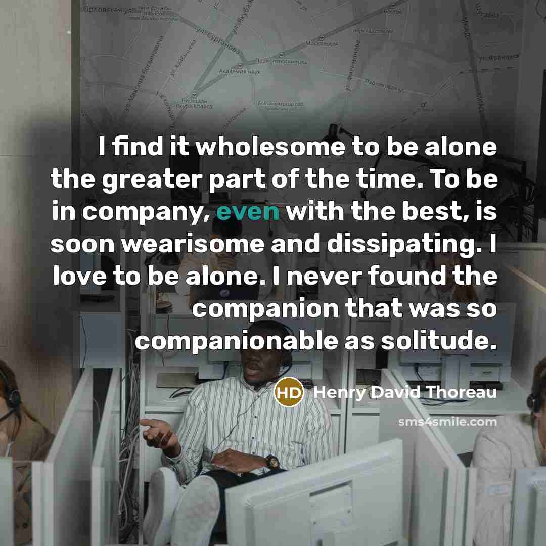 “I find it wholesome to be alone the greater part…” quote by Henry David Thoreau