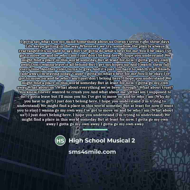 “I gotta say what's on my mind Something about us…” quote by High School Musical 2