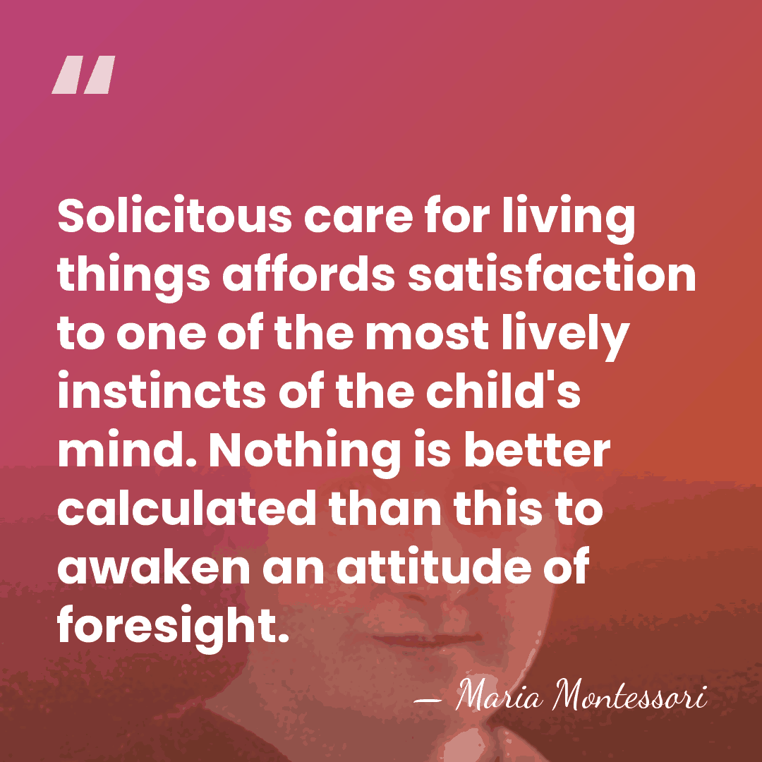 Solicitous care for living things affords satisfaction to one of the most&hellip; - Maria Montessori