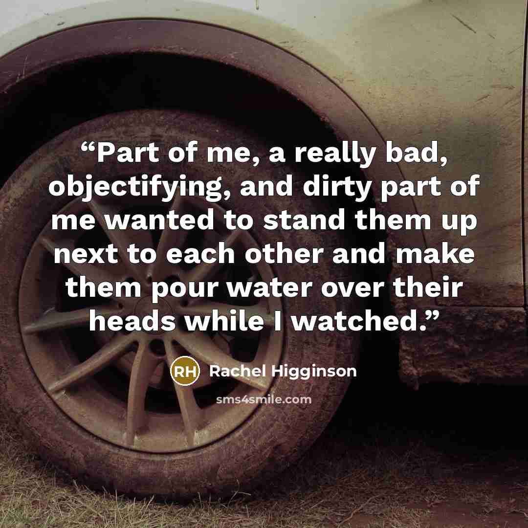 “Part of me, a really bad, objectifying, and dirty part of me wanted to stand them up next to each other and make them pour water over their heads while I watched.” quote by Rachel Higginson