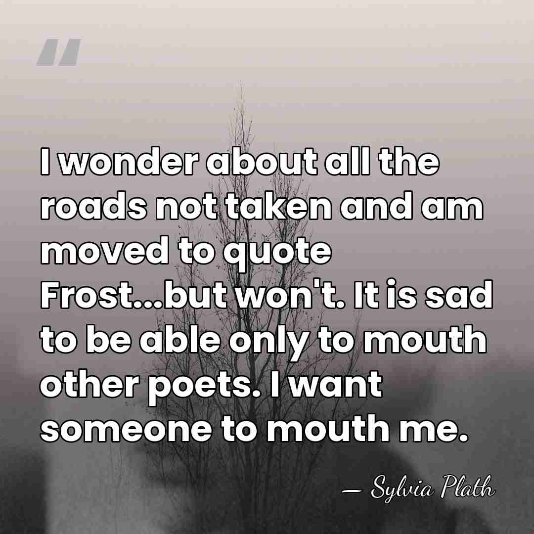 I wonder about all the roads not taken and am moved to&hellip; - Sylvia Plath