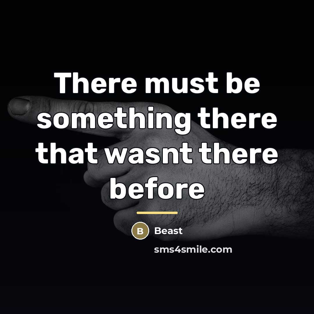 “There must be something there that wasnt there before…” quote by Beast