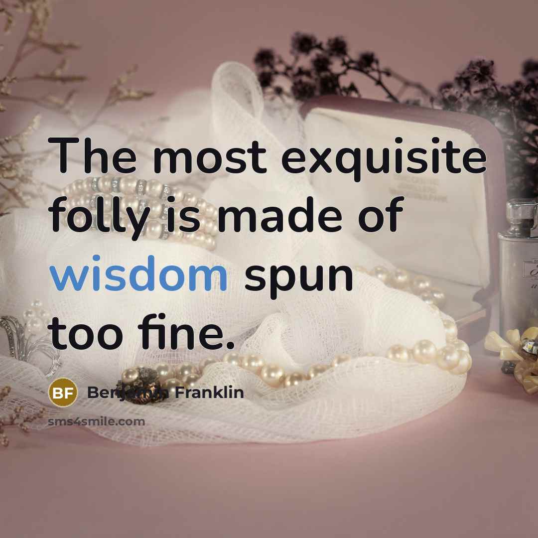 “The most exquisite folly is made of wisdom spun too…” quote by Benjamin Franklin