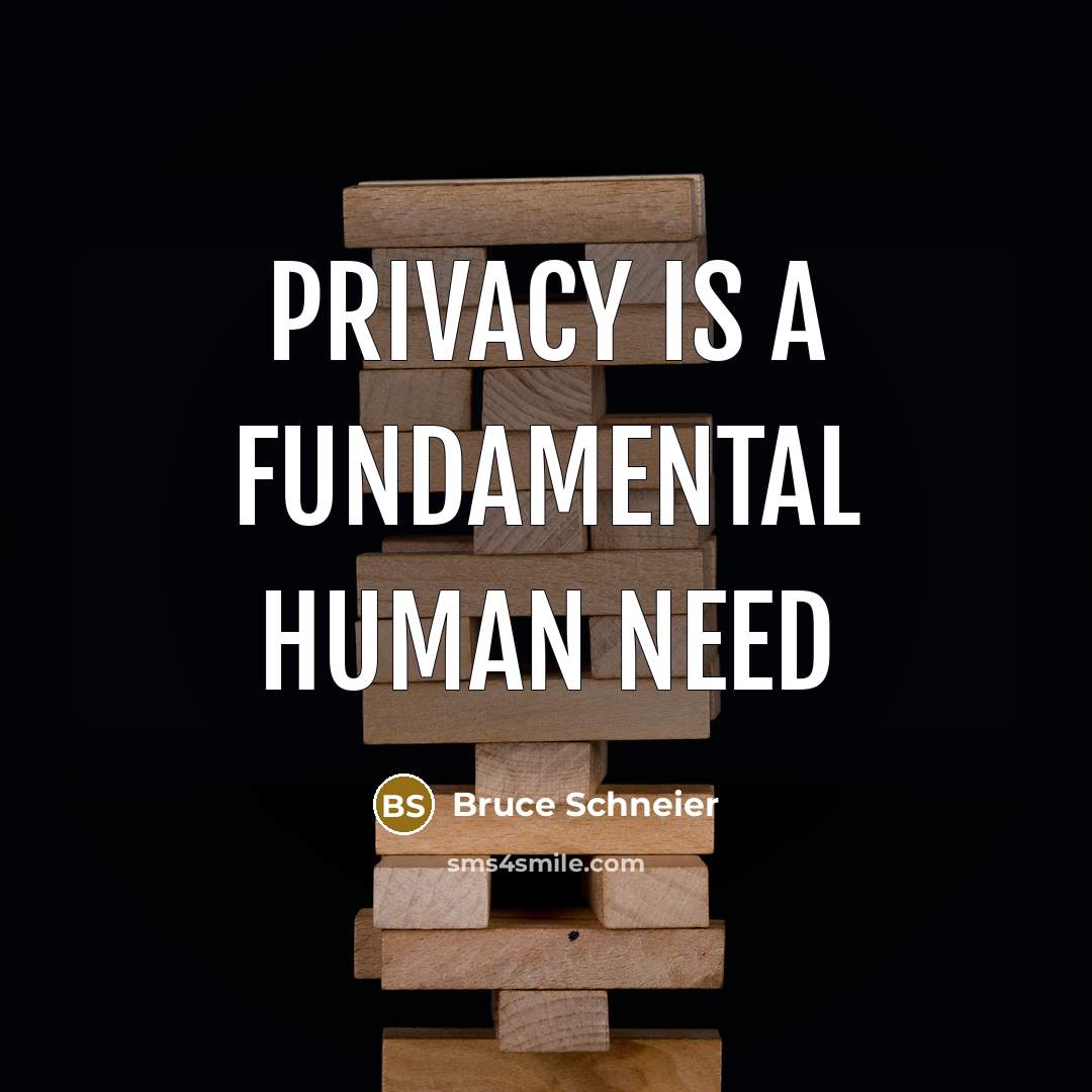 “Privacy is a fundamental human need…” quote by Bruce Schneier
