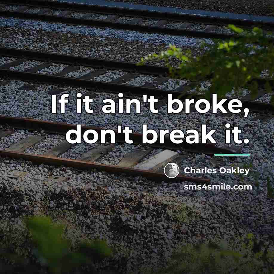 “If it ain't broke, don't break it.…” quote by Charles Oakley