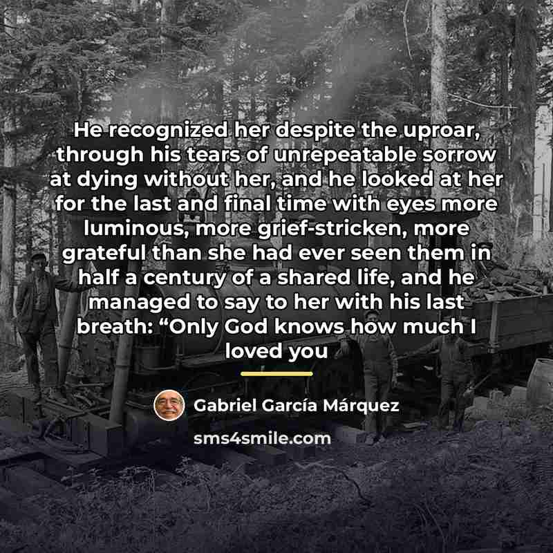 “He recognized her despite the uproar, through his tears of…” quote by Gabriel Garcia Marquez