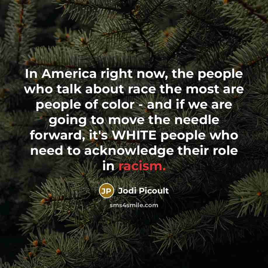 “In America right now, the people who talk about race…” quote by Jodi Picoult