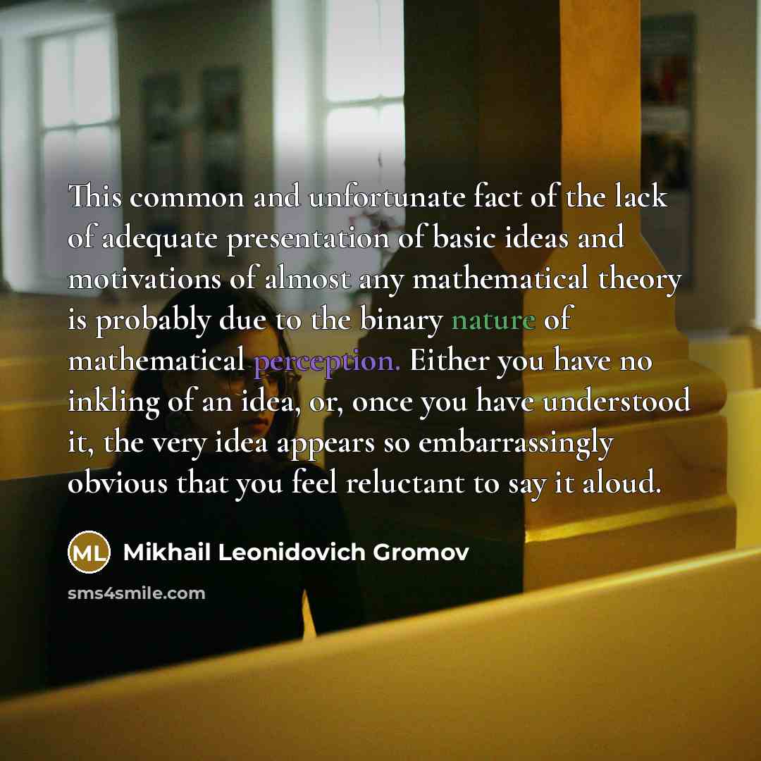 “This common and unfortunate fact of the lack of adequate…” quote by Mikhail Leonidovich Gromov