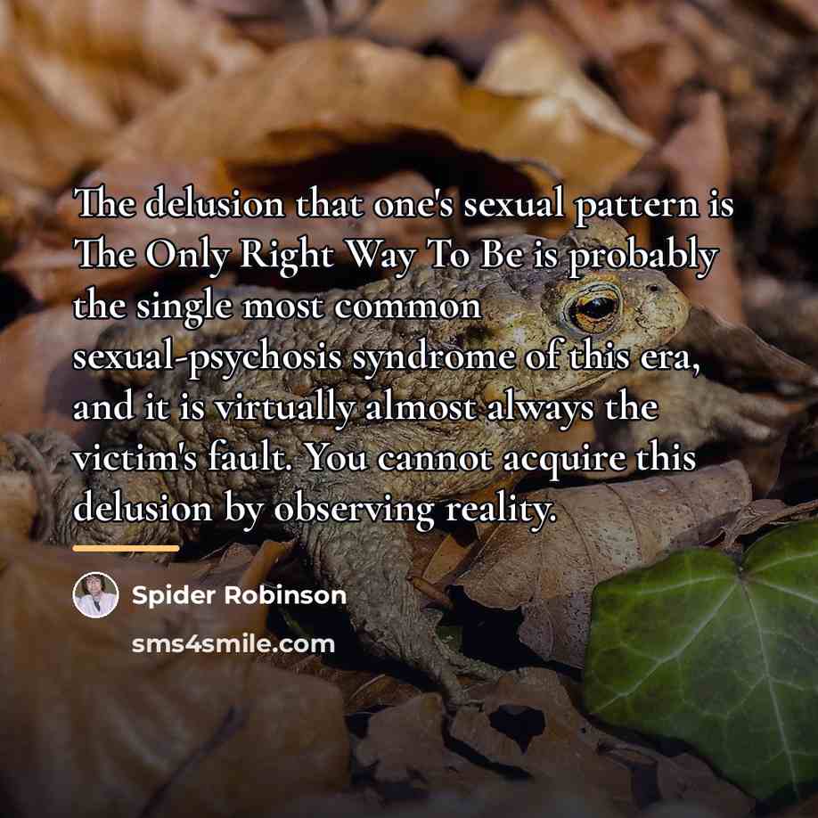 “The delusion that one's sexual pattern is The Only Right…” quote by Spider Robinson