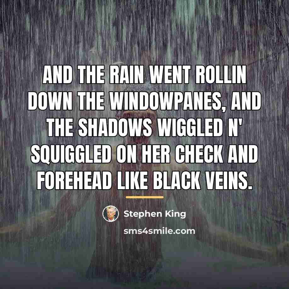 “and the rain went rollin down the windowpanes, and the…” quote by Stephen King