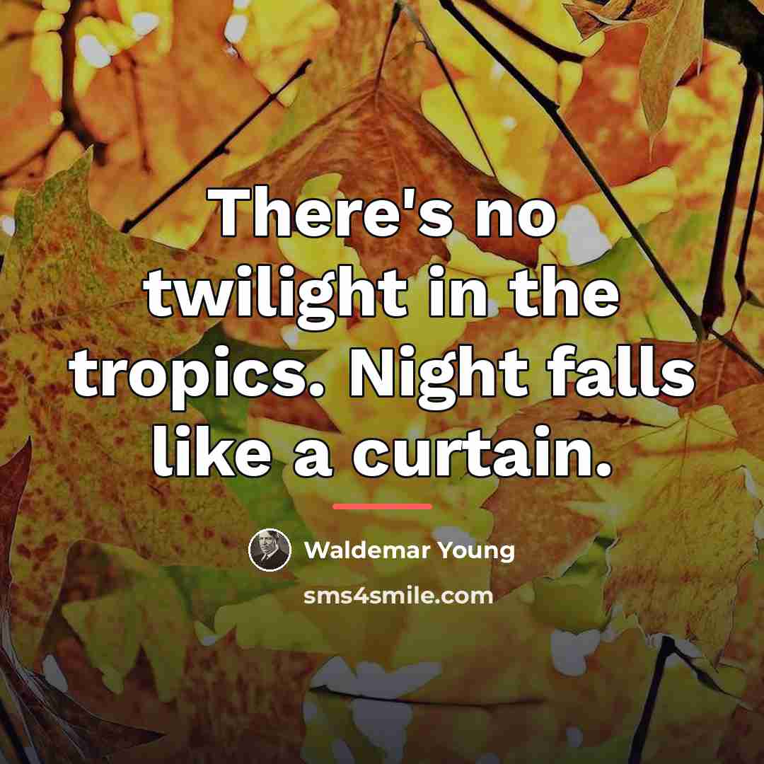 “There's no twilight in the tropics. Night falls like a…” quote by Waldemar Young