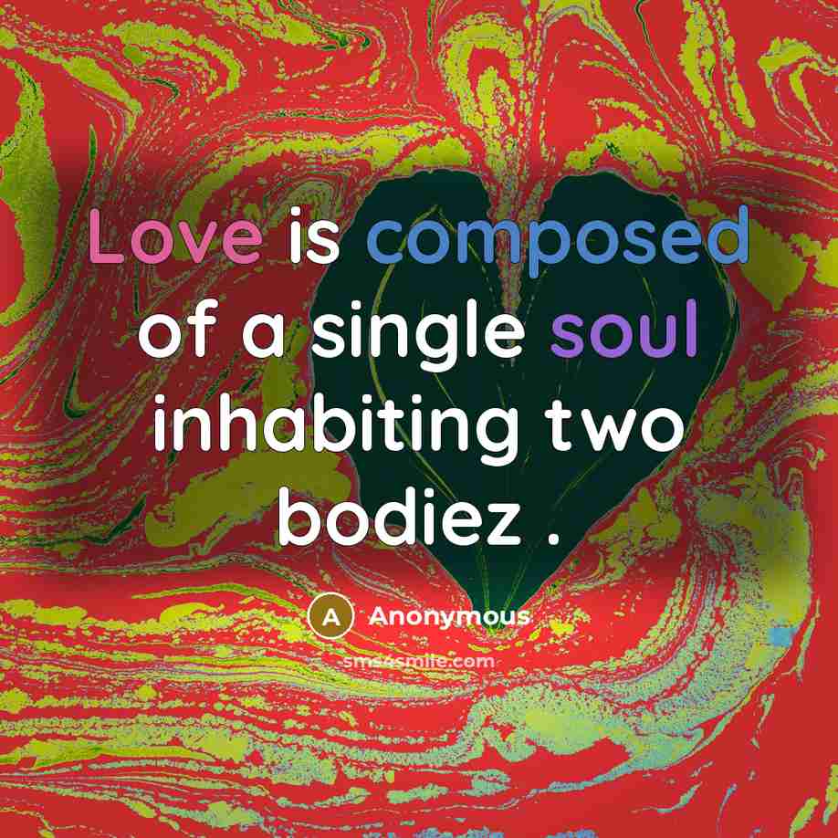 “Love is composed of a single soul inhabiting two bodiez…” quote by Anonymous