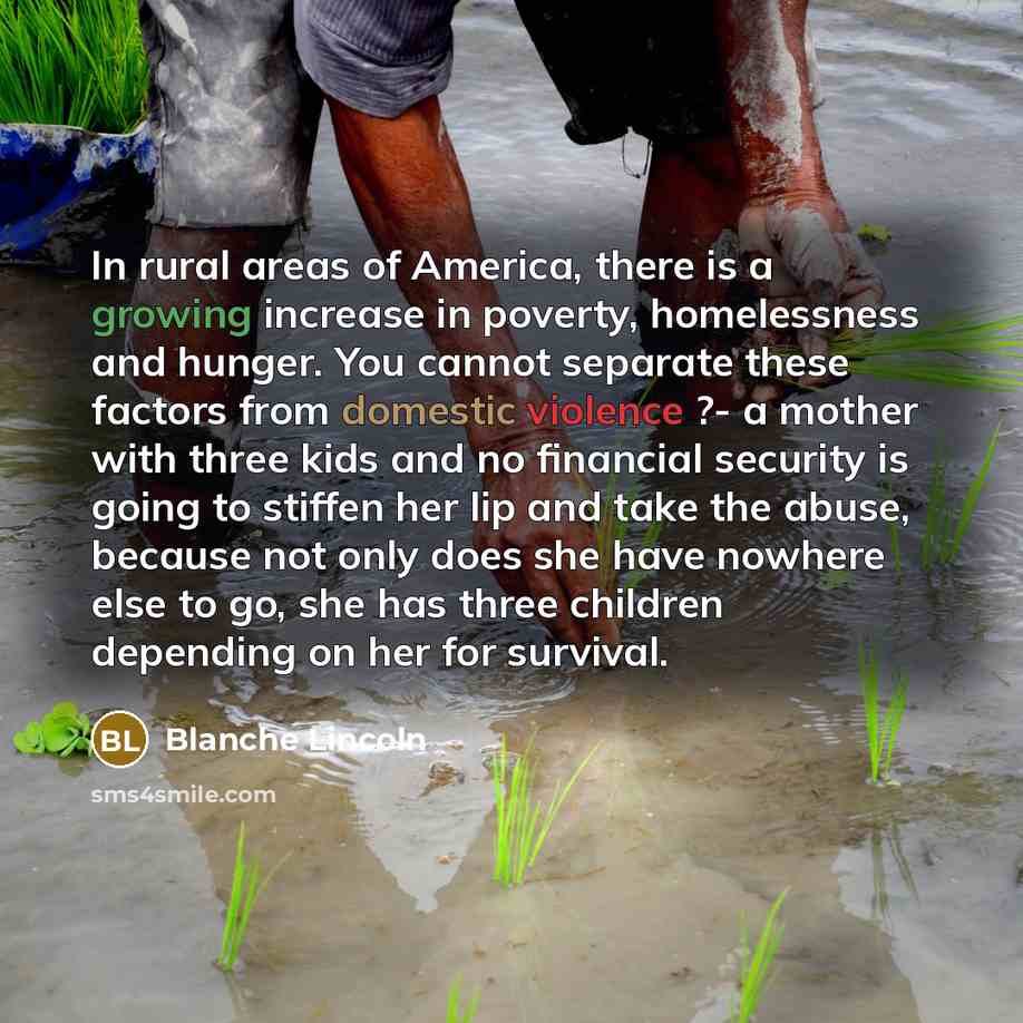“In rural areas of America, there is a growing increase…” quote by Blanche Lincoln