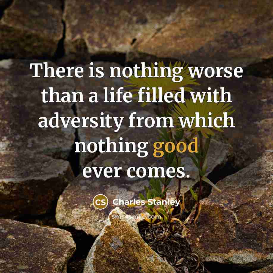 “There is nothing worse than a life filled with adversity…” quote by Charles Stanley