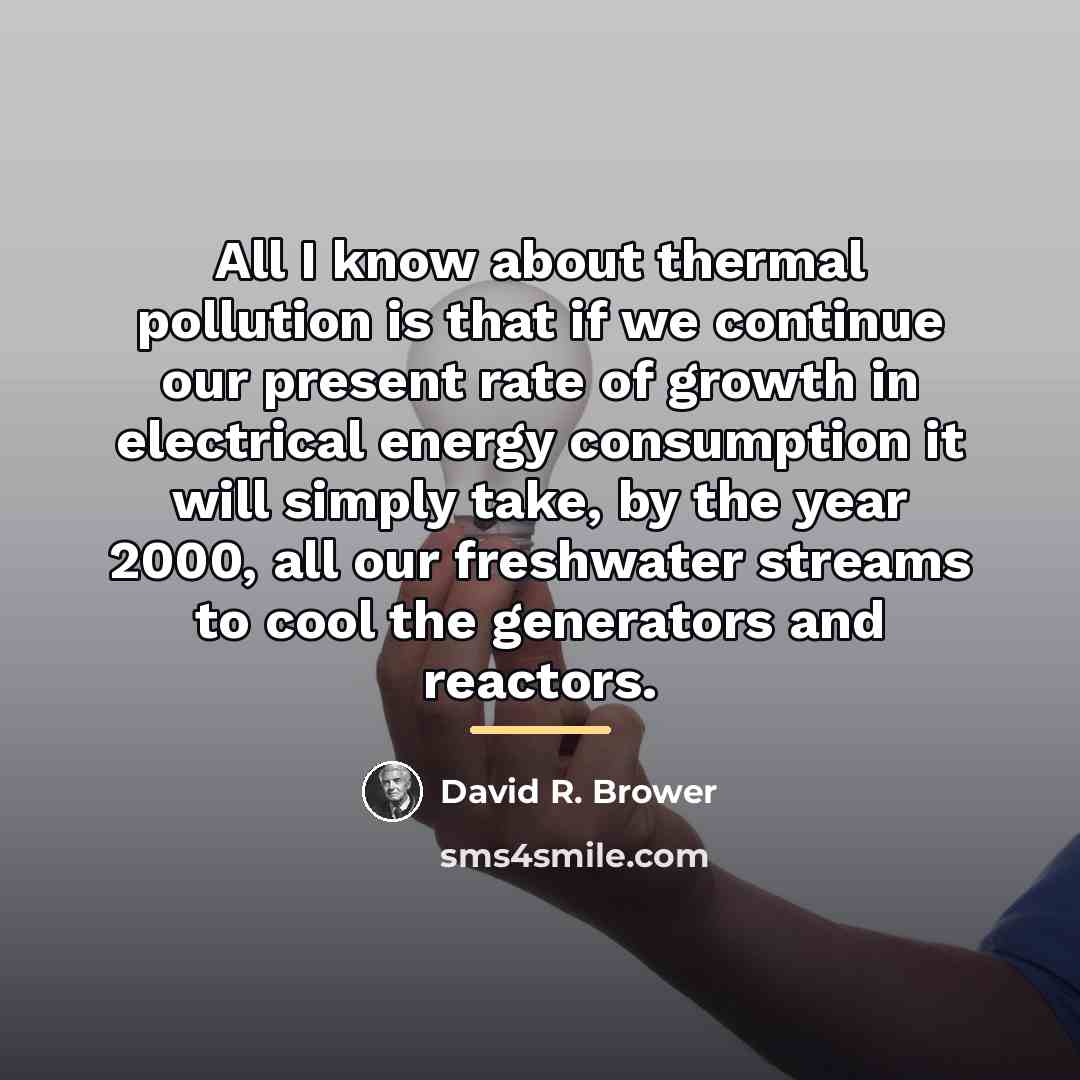 “All I know about thermal pollution is that if we…” quote by David R. Brower
