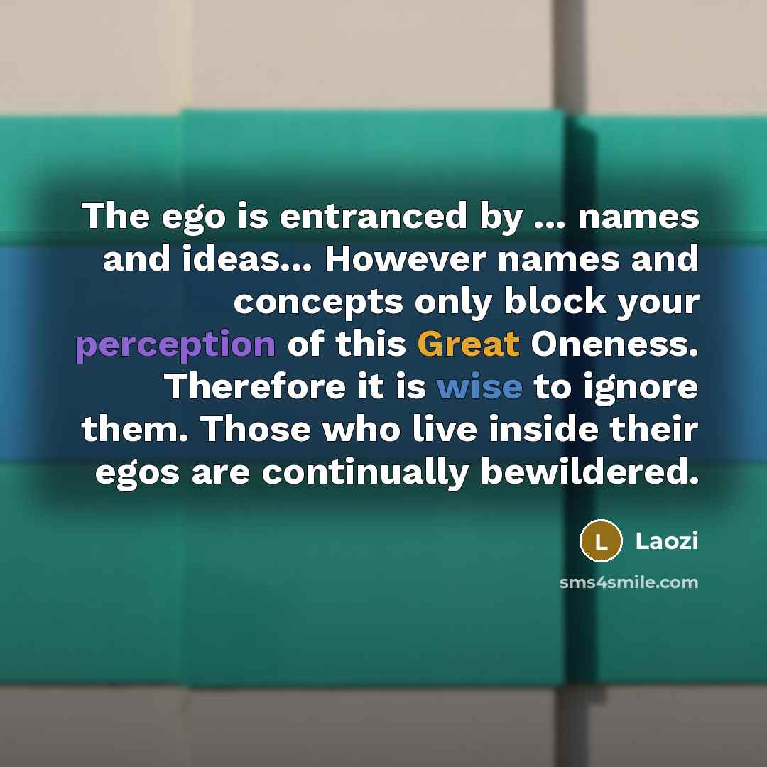 “The ego is entranced by ... names and ideas... However…” quote by Laozi