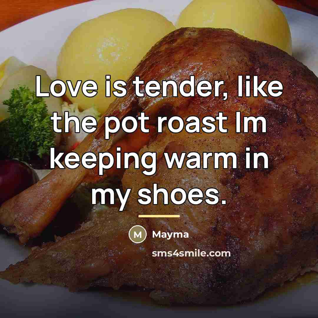 “Love is tender, like the pot roast Im keeping warm…” quote by Mayma