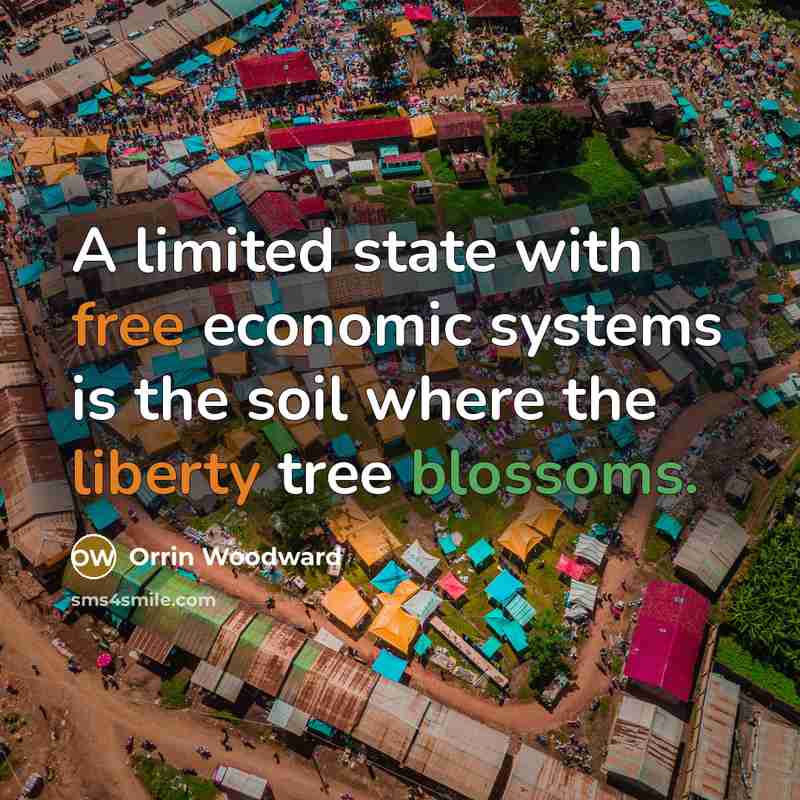 “A limited state with free economic systems is the soil…” quote by Orrin Woodward