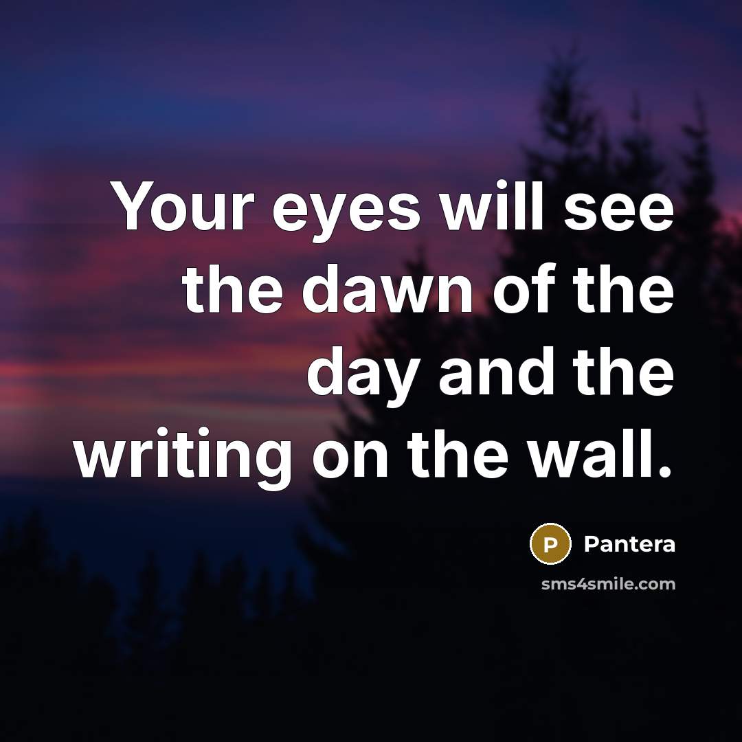 “Your eyes will see the dawn of the day and…” quote by Pantera