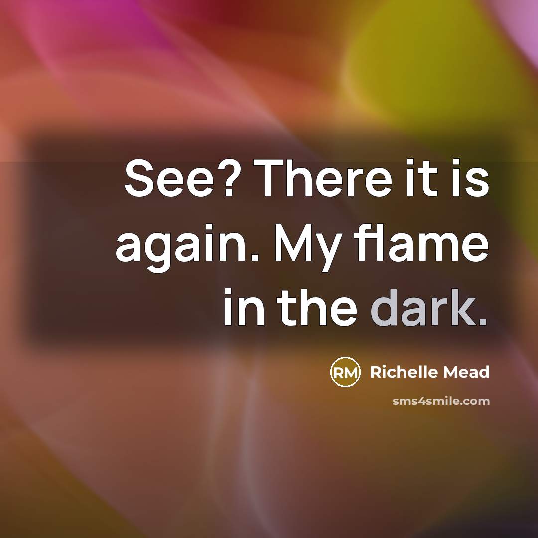 “See? There it is again. My flame in the dark.…” quote by Richelle Mead