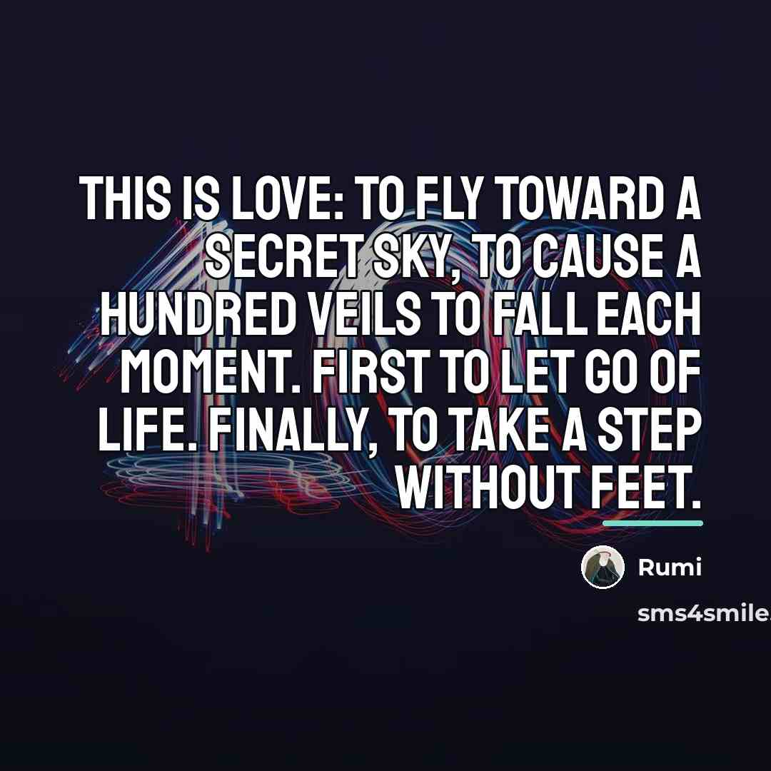 “This is love: to fly toward a secret sky, to…” quote by Rumi