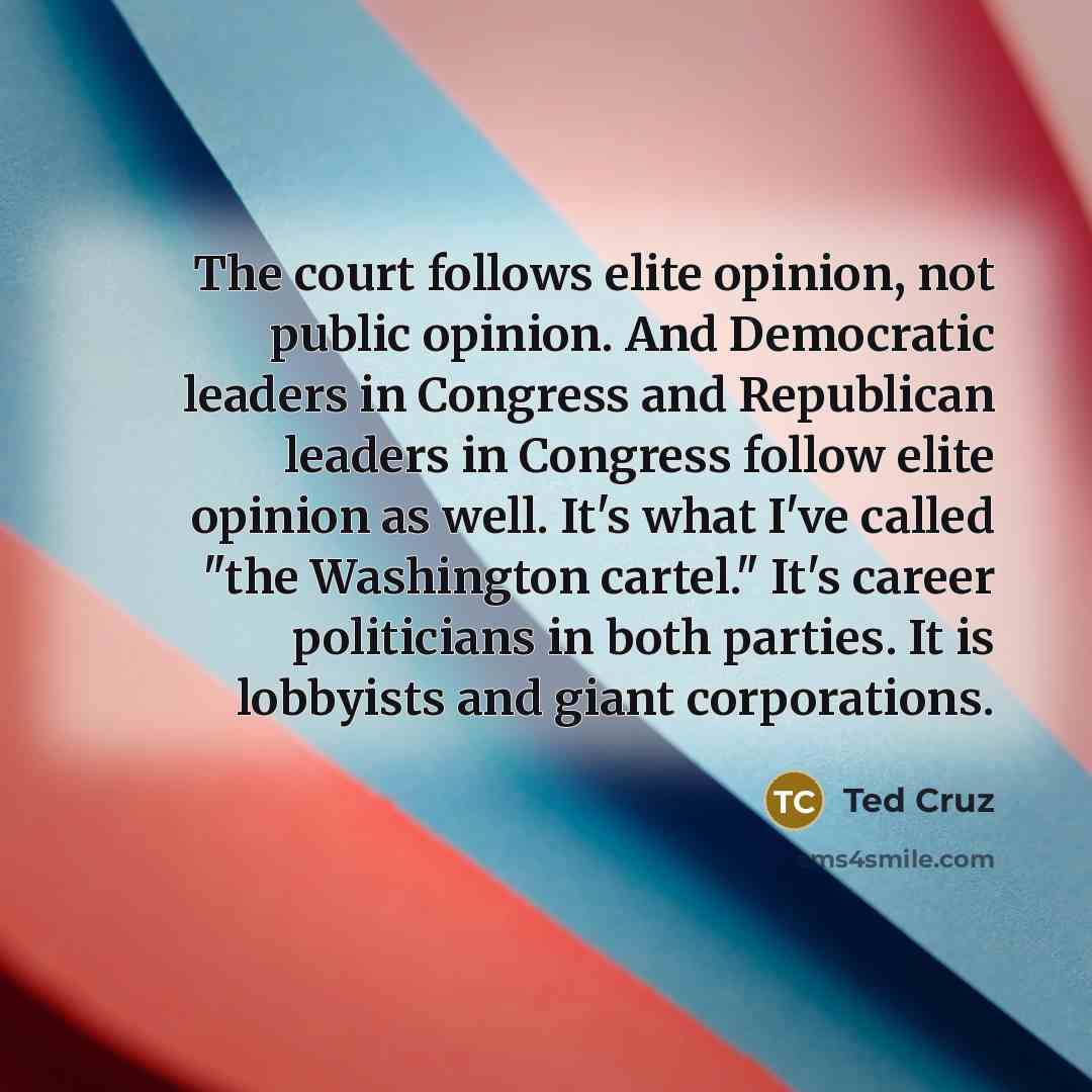 “The court follows elite opinion, not public opinion. And Democratic…” quote by Ted Cruz