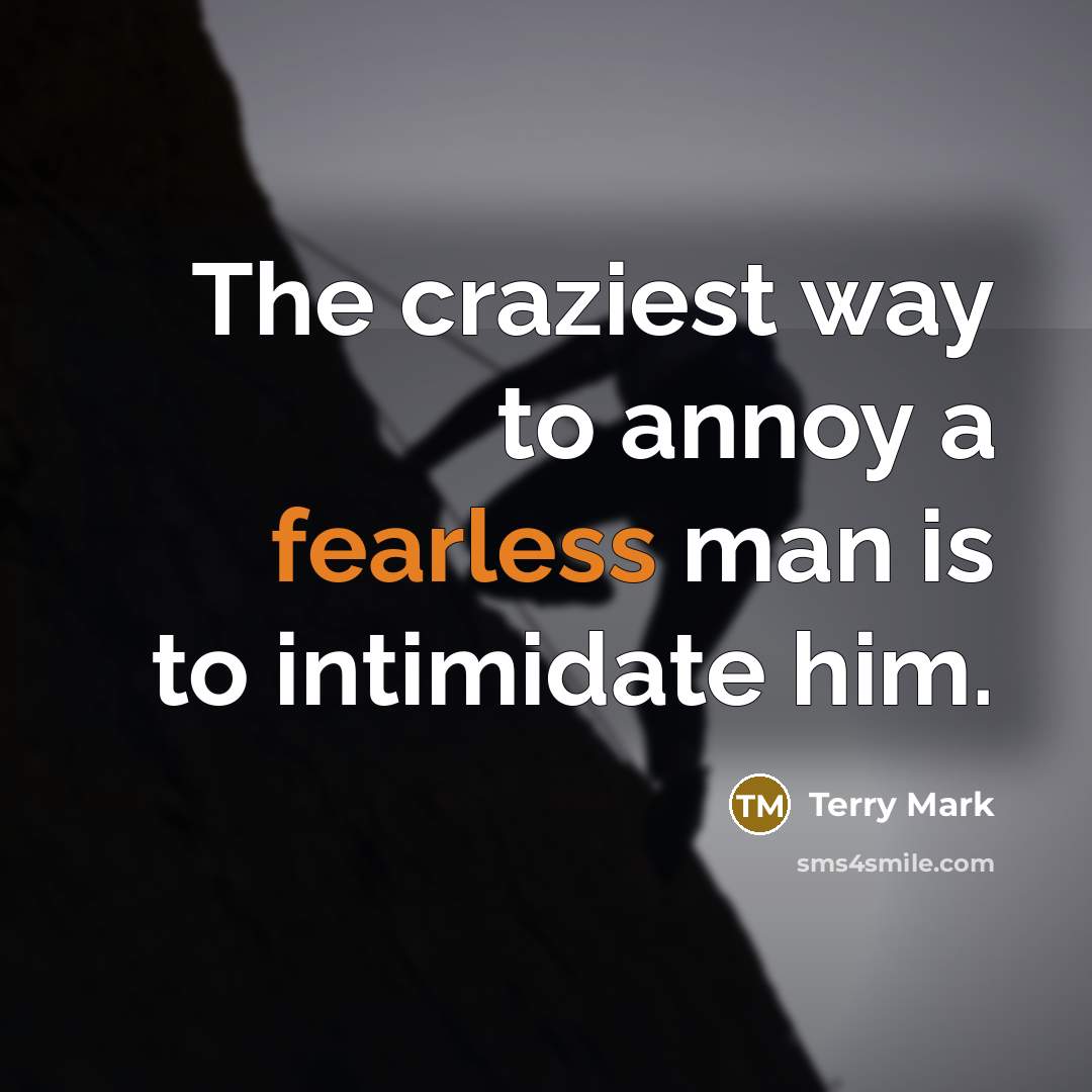 “The craziest way to annoy a fearless man is to intimidate him.” quote by Terry Mark