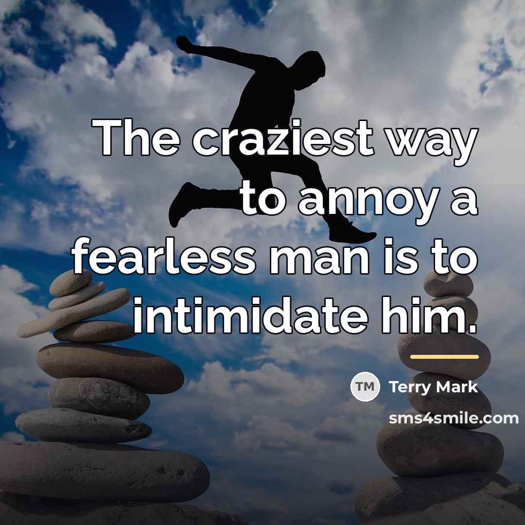 “The craziest way to annoy a fearless man is to…” quote by Terry Mark