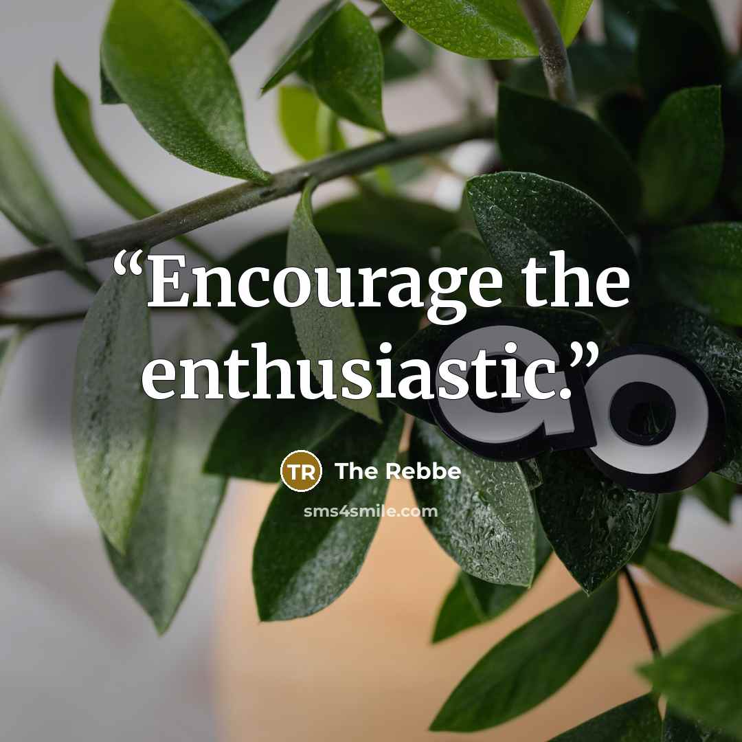 “Encourage the enthusiastic.” quote by The Rebbe