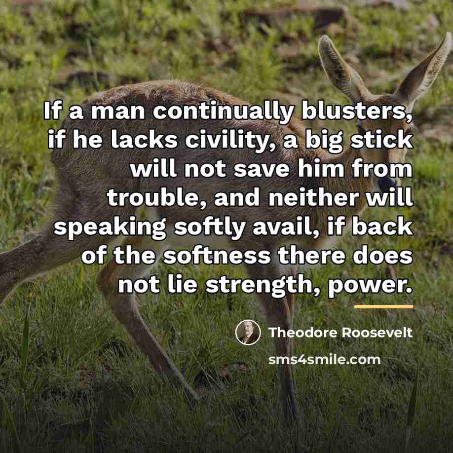 “If a man continually blusters, if he lacks civility, a…” quote by Theodore Roosevelt